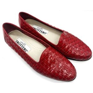 Trotters Women's Red Woven Leather Slip On Loafer Size 6.5 N Flats Comfort